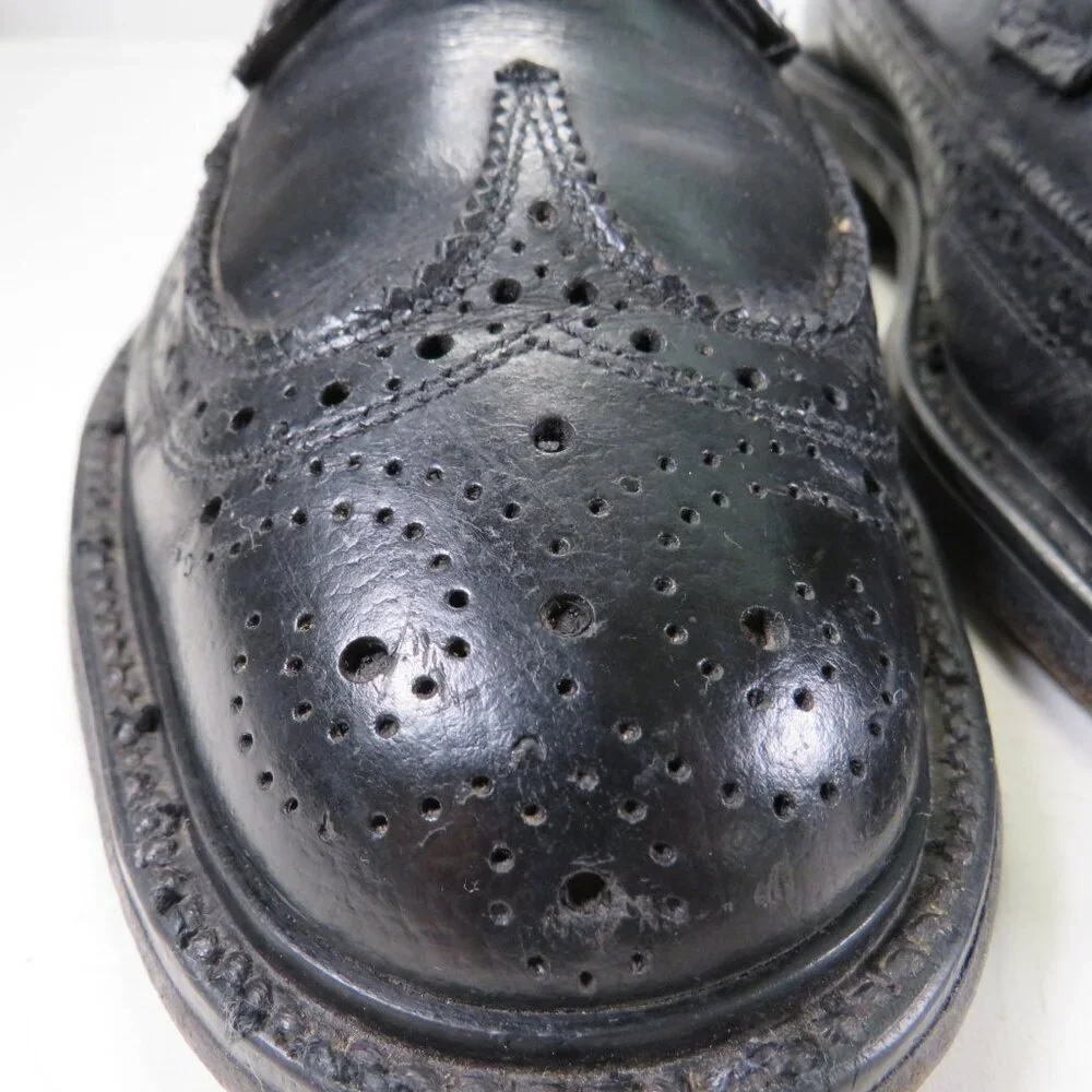 Vintage Men's Leather Dress Shoes Brown Wingtip Oxford Lace up 7 1/2 D